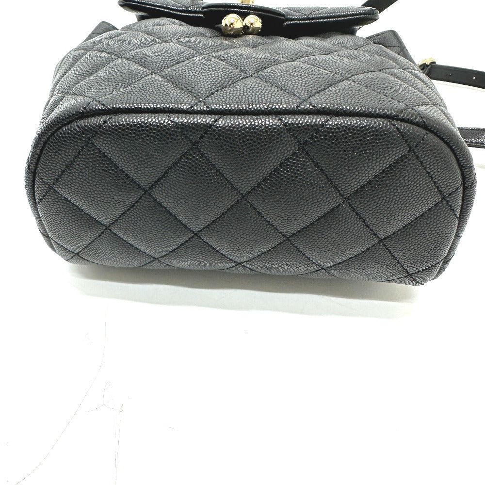 CHANEL AS4058 Backpack Matelasse Quilted Coco Mark CC Logo Chain Bag Rucksack Caviar Skin Women's Gold Hardware Black