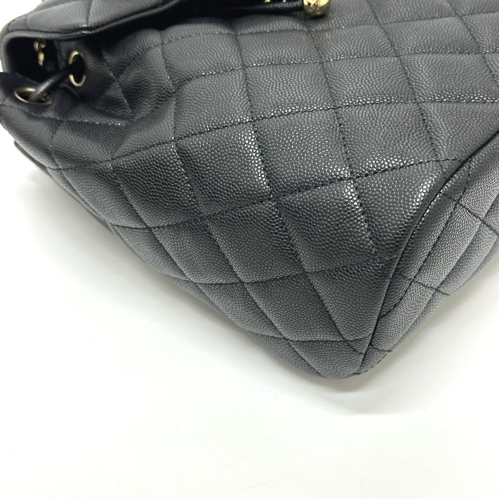 CHANEL AS4058 Backpack Matelasse Quilted Coco Mark CC Logo Chain Bag Rucksack Caviar Skin Women's Gold Hardware Black