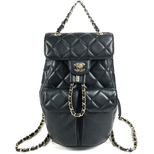 CHANEL AS3290 ココマーク CC ロゴ キルティング マトラッセ キルティング チェーンリュック Wポケット バックパック カバン リュックサック キャビアスキン レディース ブラック