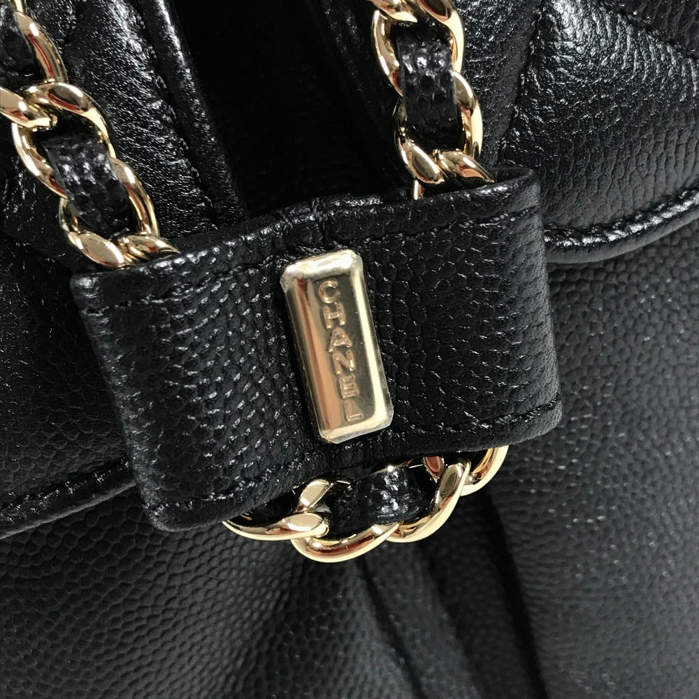 CHANEL AS3290 โลโก้ CC โคโค่ มาร์ค ควิลท์ มาตราเซ่ ควิลท์ เป้สะพายหลังโซ่ ช่องกระเป๋าคู่ กระเป๋าเป้สะพายหลัง หนังคาเวียร์ สำหรับผู้หญิง สีดำ