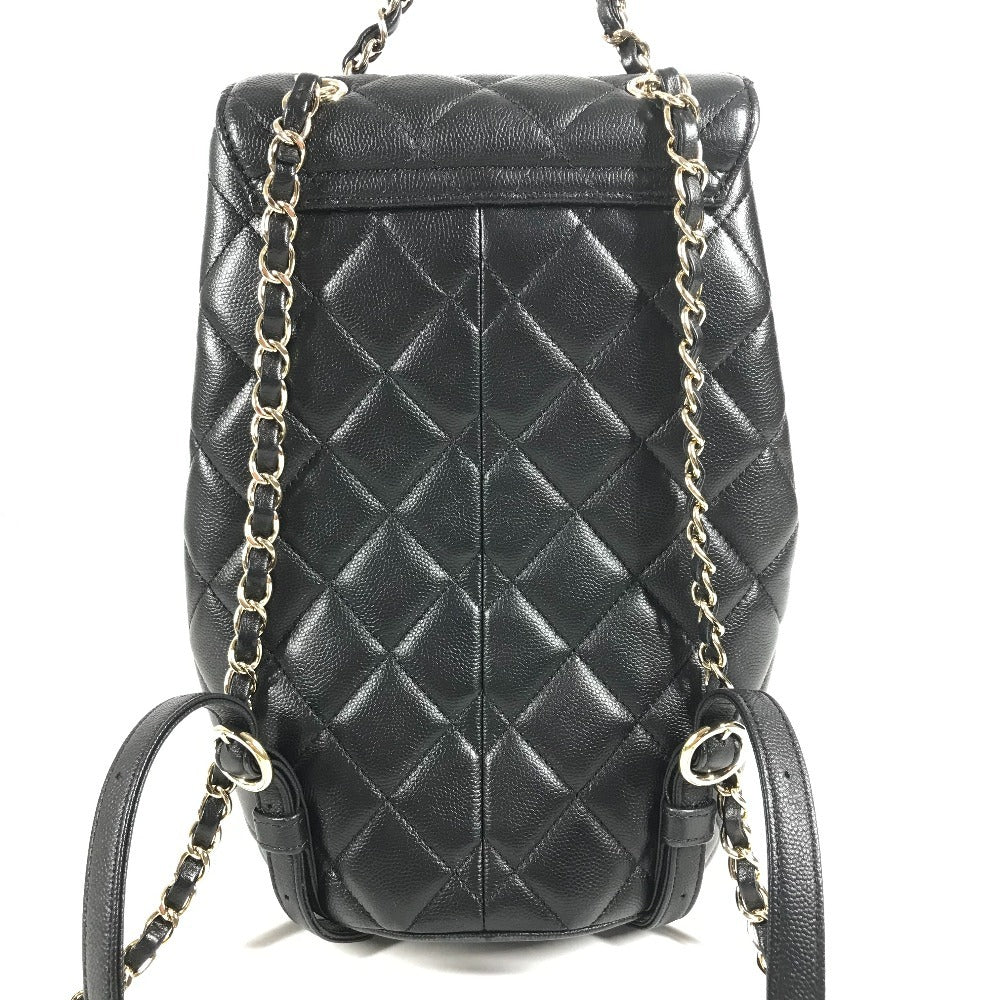 CHANEL AS3290 โลโก้ CC โคโค่ มาร์ค ควิลท์ มาตราเซ่ ควิลท์ เป้สะพายหลังโซ่ ช่องกระเป๋าคู่ กระเป๋าเป้สะพายหลัง หนังคาเวียร์ สำหรับผู้หญิง สีดำ