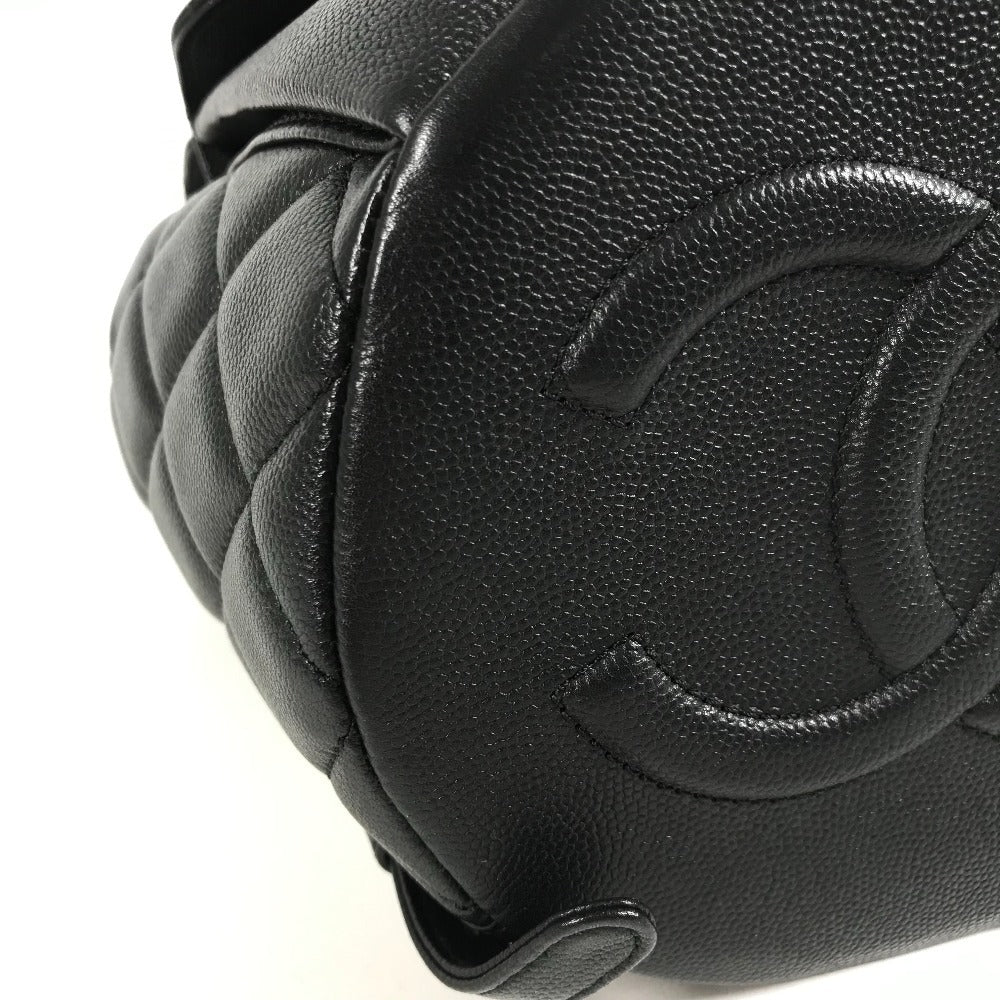 CHANEL AS3290 โลโก้ CC โคโค่ มาร์ค ควิลท์ มาตราเซ่ ควิลท์ เป้สะพายหลังโซ่ ช่องกระเป๋าคู่ กระเป๋าเป้สะพายหลัง หนังคาเวียร์ สำหรับผู้หญิง สีดำ