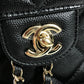 CHANEL AS3290 โลโก้ CC โคโค่ มาร์ค ควิลท์ มาตราเซ่ ควิลท์ เป้สะพายหลังโซ่ ช่องกระเป๋าคู่ กระเป๋าเป้สะพายหลัง หนังคาเวียร์ สำหรับผู้หญิง สีดำ