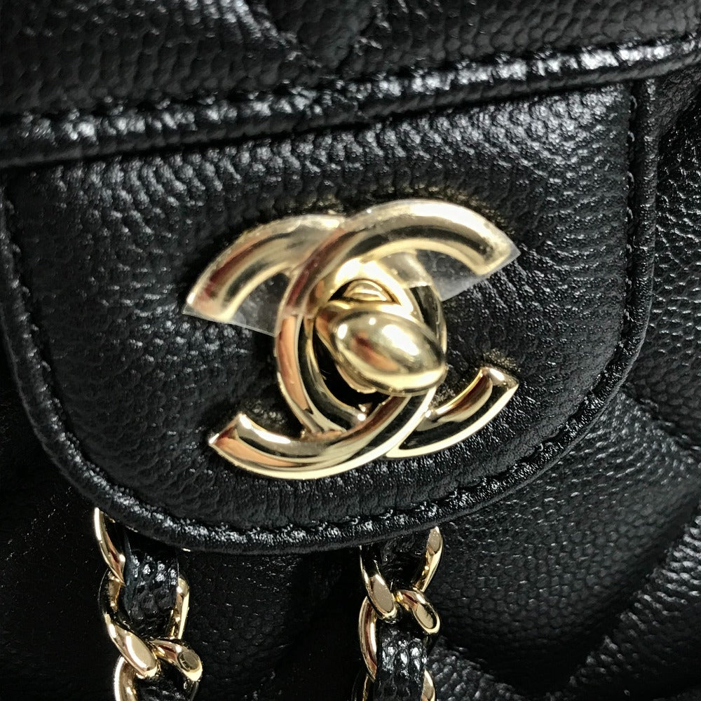 CHANEL AS3290 โลโก้ CC โคโค่ มาร์ค ควิลท์ มาตราเซ่ ควิลท์ เป้สะพายหลังโซ่ ช่องกระเป๋าคู่ กระเป๋าเป้สะพายหลัง หนังคาเวียร์ สำหรับผู้หญิง สีดำ