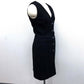 CHANEL 15C Beaded V-neck Button-front Sleeveless Knee-Length Tweed Dress in Black