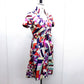 CHANEL P53088 Floral Silk Dress, Size 16C, Short Sleeve, Knee-Length, Square Neck, Multicolor