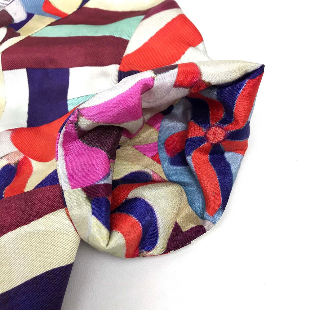 CHANEL P53088 Floral Silk Dress, Size 16C, Short Sleeve, Knee-Length, Square Neck, Multicolor