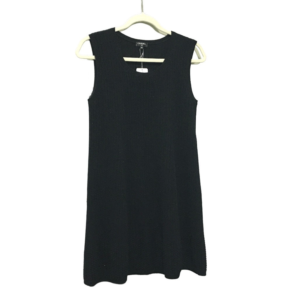 CHANEL Cashmere Knit Dress, Size 18, Women's, Black