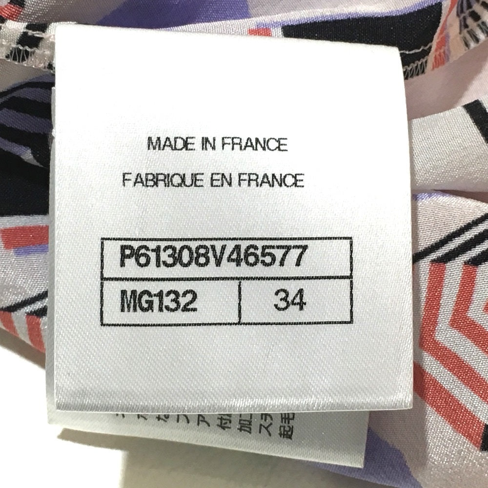 CHANEL P61308 CC Coco Mark 19S Parasol Motif Apparel Tops Blouse Long Sleeve Silk Women's Soft Pink x Multicolor