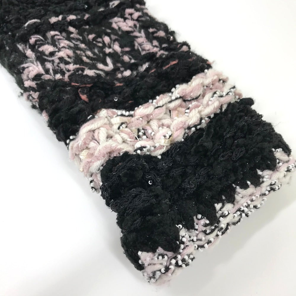 CHANEL P73552 CC Coco Mark Tweed Pearl Long Sleeve Jacket, Size 22B, Wool, Women's, Black/White/Light Pink