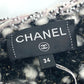 CHANEL P73552 CC Coco Mark Tweed Pearl Long Sleeve Jacket, Size 22B, Wool, Women's, Black/White/Light Pink