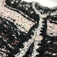 CHANEL P73552 CC Coco Mark Tweed Pearl Long Sleeve Jacket, Size 22B, Wool, Women's, Black/White/Light Pink