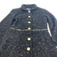 CHANEL P73115 Lamé Tweed Matelasse Coco Mark Button 22A Long Sleeve Nylon Coat, Women's, Black