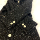 CHANEL P73115 Lamé Tweed Matelasse Coco Mark Button 22A Long Sleeve Nylon Coat, Women's, Black