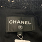 CHANEL P73115 Lamé Tweed Matelasse Coco Mark Button 22A Long Sleeve Nylon Coat, Women's, Black