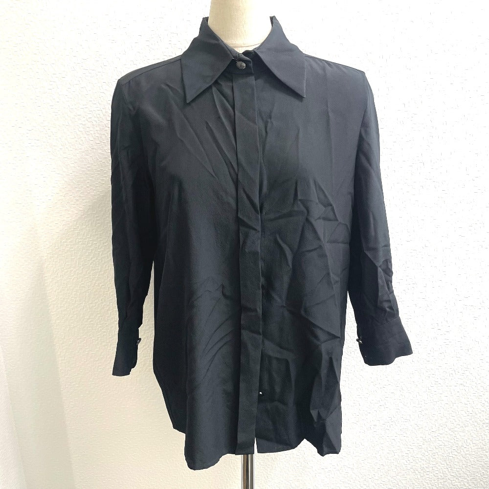 CHANEL P52246 15B Tops Shirt Apparel Blouse Long Sleeve Shirt Silk Women's Black