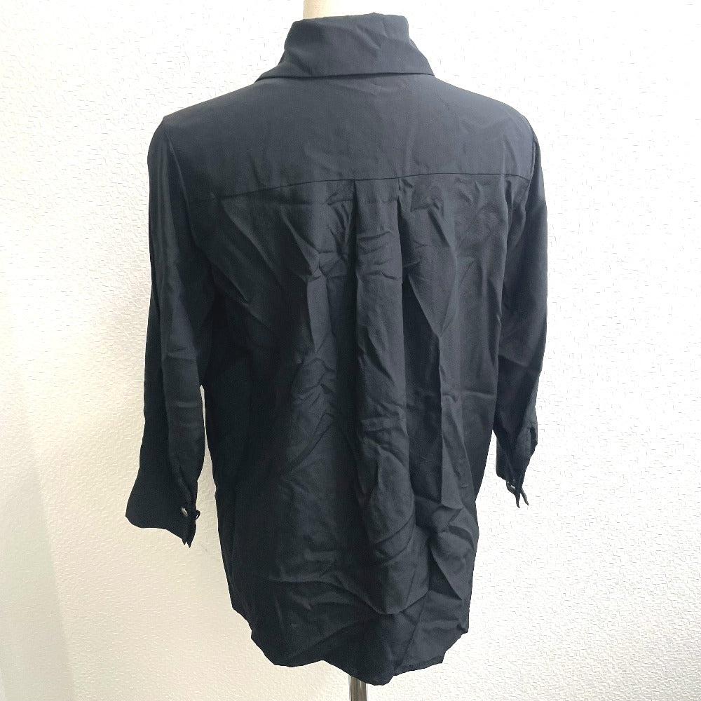 CHANEL P52246 15B Tops Shirt Apparel Blouse Long Sleeve Shirt Silk Women's Black