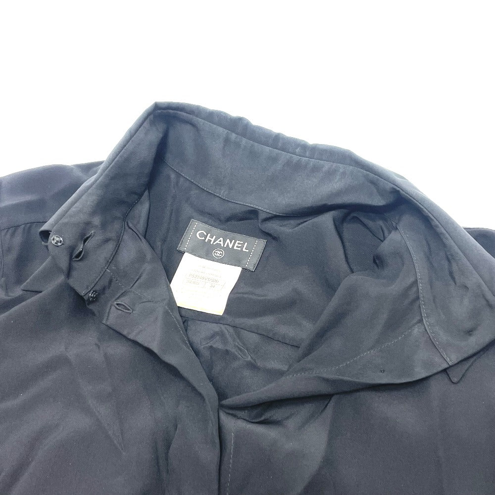 CHANEL P52246 15B Tops Shirt Apparel Blouse Long Sleeve Shirt Silk Women's Black