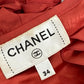 CHANEL P72306 Logo Print Ruffle Sleeveless Apparel 22P Silk Top Women's Red