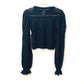 CHANEL P75692 CC Coco Mark Lace Rhinestone Sweater Long Sleeve Knit Alpaca Top Women's Black