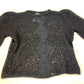 CHANEL P75692 CC Coco Mark Lace Rhinestone Sweater Long Sleeve Knit Alpaca Top Women's Black