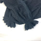CHANEL P75692 CC Coco Mark Lace Rhinestone Sweater Long Sleeve Knit Alpaca Top Women's Black