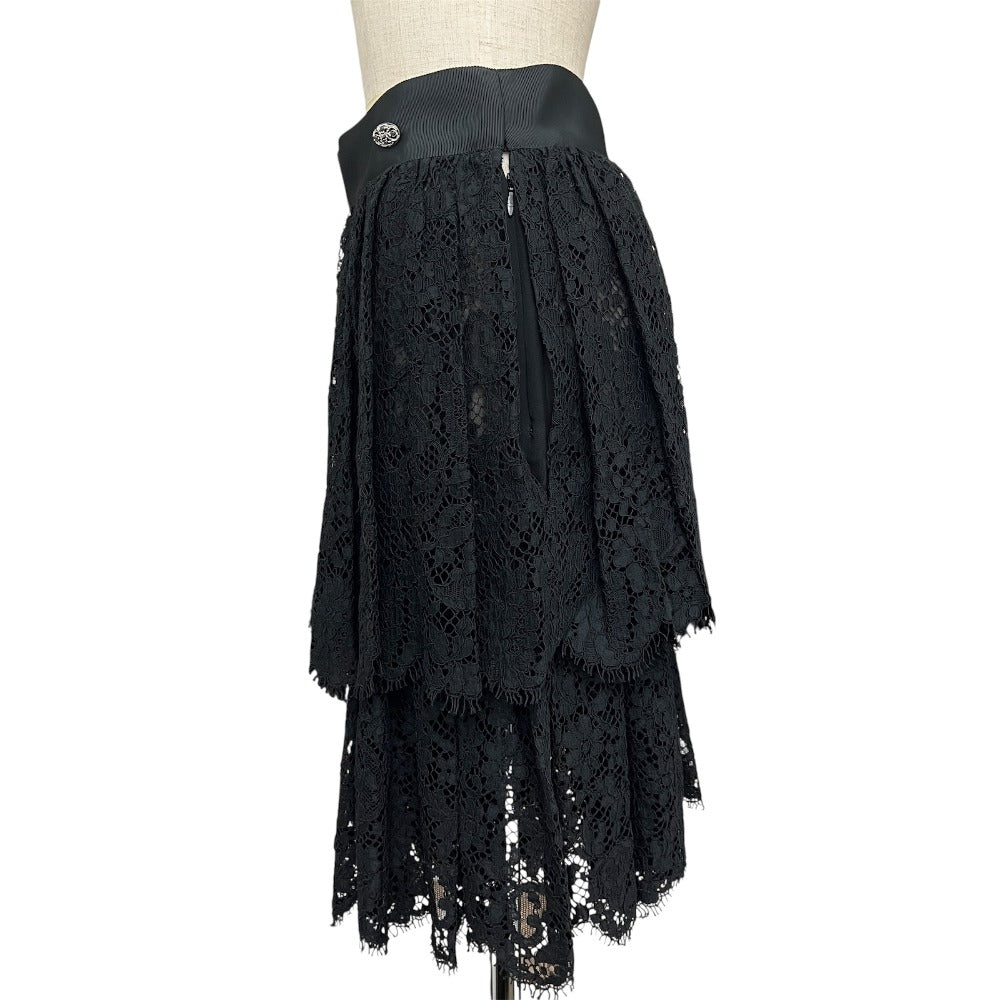 CHANEL P45546 13P 総レース ハーフパンツ CC ココマーク ショートパンツ ボトムス パンツ レーヨン レディース ブラック