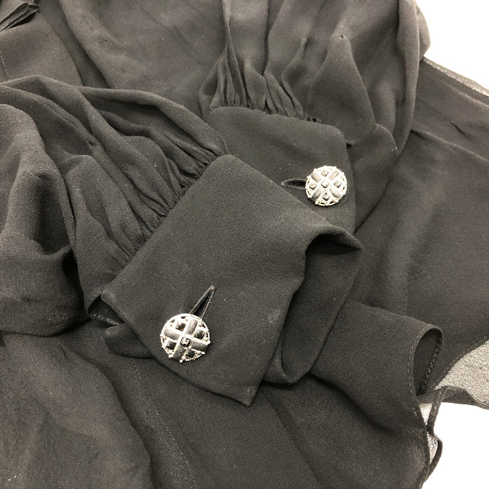 CHANEL P55115 アパレル 長袖 トップス シースルー カメリアブローチ ブラウス シースルーブラウス 長袖 トップス アパレル ブラウス シルク レディース ブラック