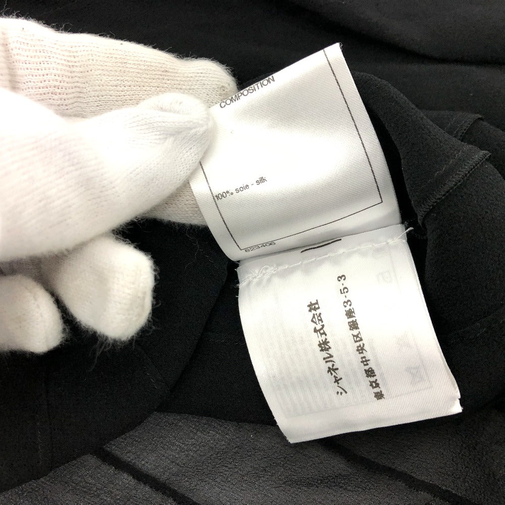 CHANEL P55115 アパレル 長袖 トップス シースルー カメリアブローチ ブラウス シースルーブラウス 長袖 トップス アパレル ブラウス シルク レディース ブラック