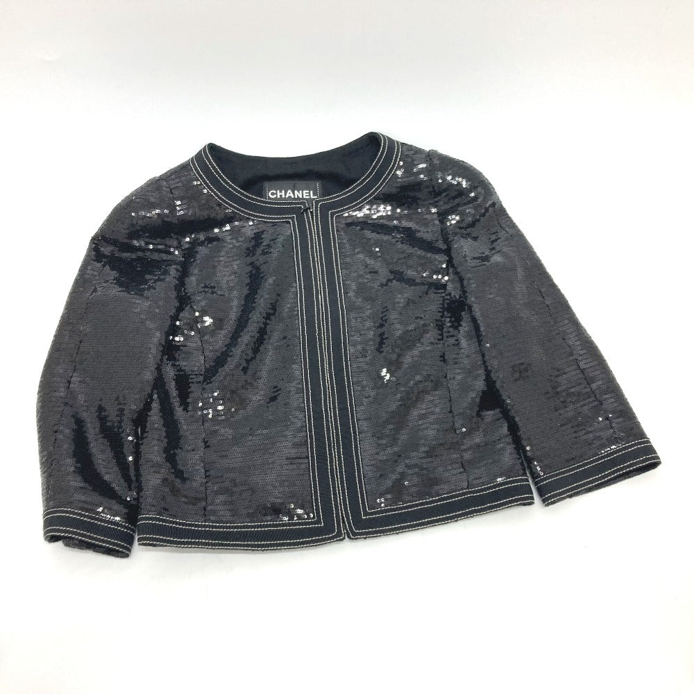 CHANEL P45044 スパンコール 七分袖 アウター 上着 アパレル ジャケット スパンコール レディース ブラック