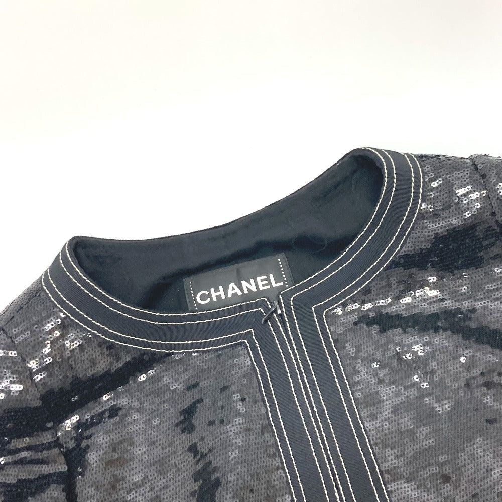 CHANEL P45044 スパンコール 七分袖 アウター 上着 アパレル ジャケット スパンコール レディース ブラック
