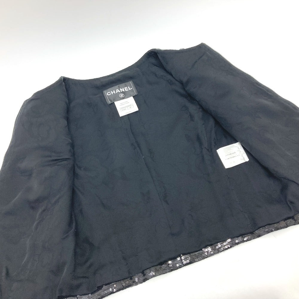 CHANEL P45044 スパンコール 七分袖 アウター 上着 アパレル ジャケット スパンコール レディース ブラック