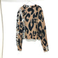 CHANEL P75361 23A ココマーク レオパード 豹 ヒョウ柄 ニット セーター 長袖 アパレル セーター カシミヤ レディース ブラウン