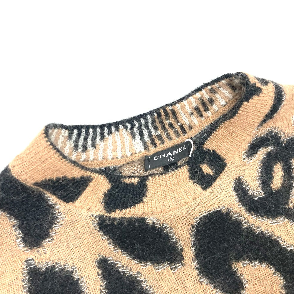 CHANEL P75361 23A ココマーク レオパード 豹 ヒョウ柄 ニット セーター 長袖 アパレル セーター カシミヤ レディース ブラウン