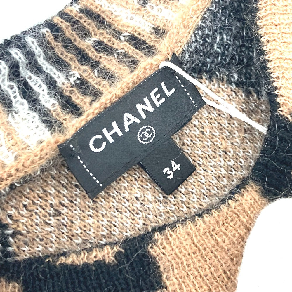 CHANEL P75361 23A ココマーク レオパード 豹 ヒョウ柄 ニット セーター 長袖 アパレル セーター カシミヤ レディース ブラウン