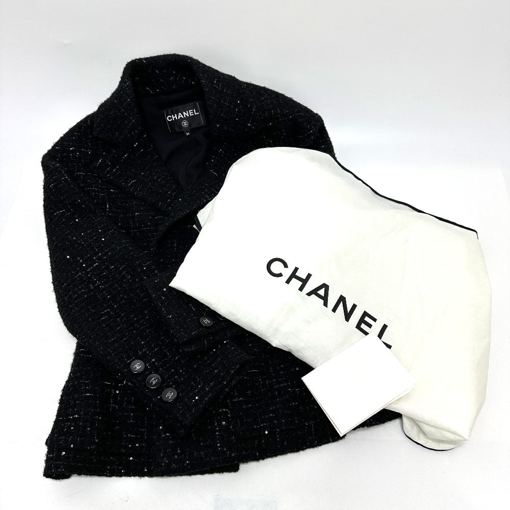 CHANEL P78012 24B Glitter Tweed apparel Jacket tweed Black Used