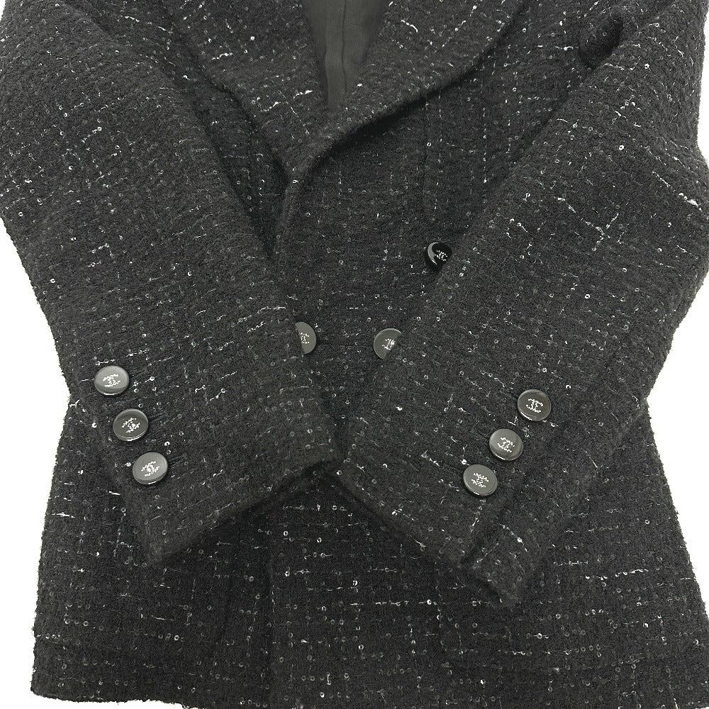 CHANEL P78012 24B Glitter Tweed apparel Jacket tweed Black Used