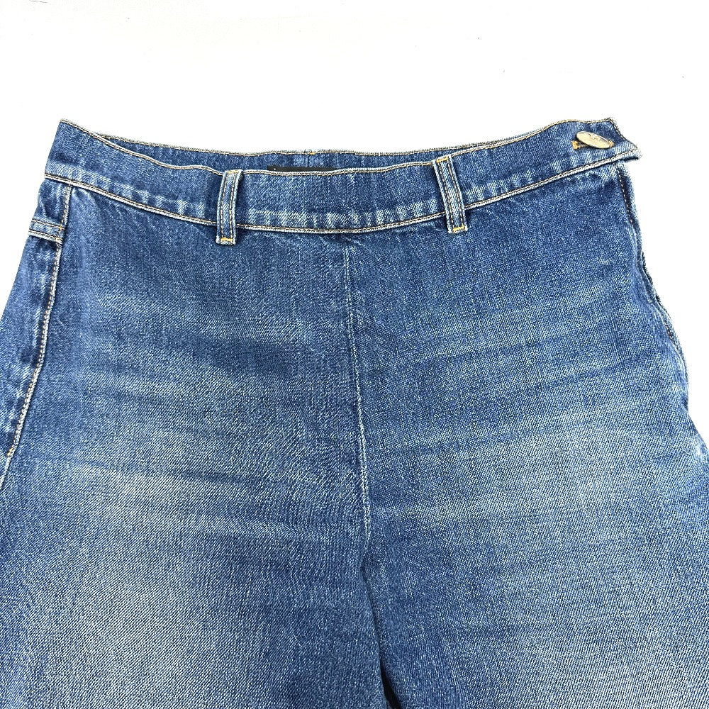 CHANEL P78312 24K ワイド アパレル デニムパンツ デニム レディース ブルー