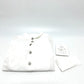CHANEL P59362 18A Rhinestone Button Ruffle Apparel Blouse, Long Sleeve, Cotton, Women's, White