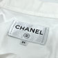 CHANEL P59362 18A Rhinestone Button Ruffle Apparel Blouse, Long Sleeve, Cotton, Women's, White