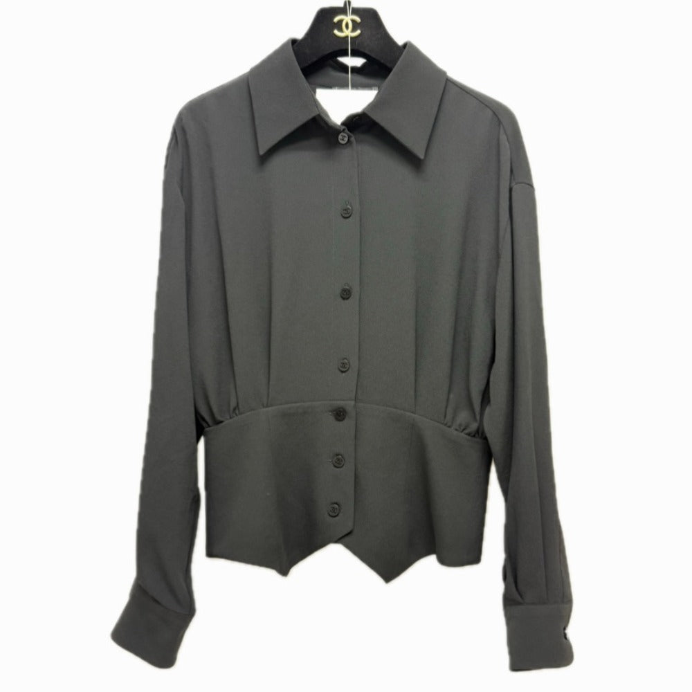 CHANEL P80340 2025/26 Fall/Winter Pre-Collection Apparel Tops Long Sleeve Cashmere Blouse Black