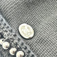 CHANEL P36973 Jeweled Short Sleeve Knit Dress, Crew Neck, Knee-Length, Wool, Black