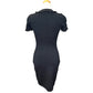 CHANEL P36973 Jeweled Short Sleeve Knit Dress, Crew Neck, Knee-Length, Wool, Black