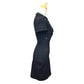 CHANEL P36973 Jeweled Short Sleeve Knit Dress, Crew Neck, Knee-Length, Wool, Black