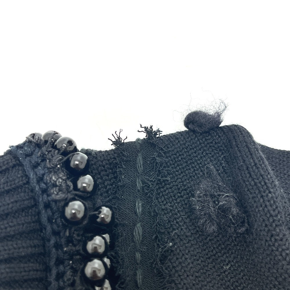 CHANEL P36973 Jeweled Short Sleeve Knit Dress, Crew Neck, Knee-Length, Wool, Black