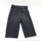 CHANEL P77640V69611 Spring/Summer 2023 (SS23) Camellia Jewel Button 3/4 Length Denim Pants, Cotton, Women's, Black