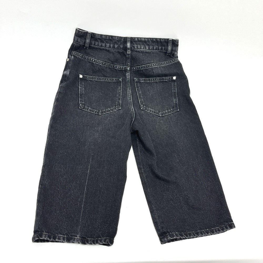 CHANEL P77640V69611 Spring/Summer 2023 (SS23) Camellia Jewel Button 3/4 Length Denim Pants, Cotton, Women's, Black