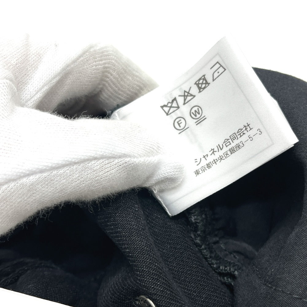 CHANEL P77640V69611 Spring/Summer 2023 (SS23) Camellia Jewel Button 3/4 Length Denim Pants, Cotton, Women's, Black