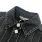CHANEL P77615 24AW ビジュー グリポアボタン ウォッシュドデニム フリル アパレル ベスト ジャケット デニム レディース ブラック
