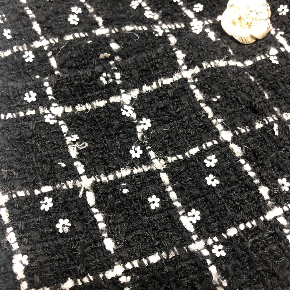CHANEL P75797 23-24AW Camellia Button Apparel Outerwear Long Tweed Jacket Tweed Women's Black
